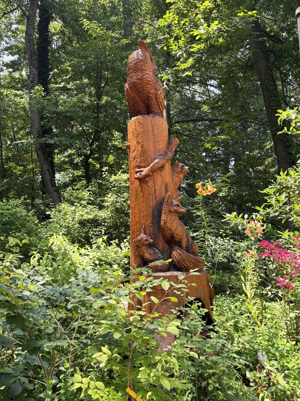Wood carving, garden sculpture, wooden garden art